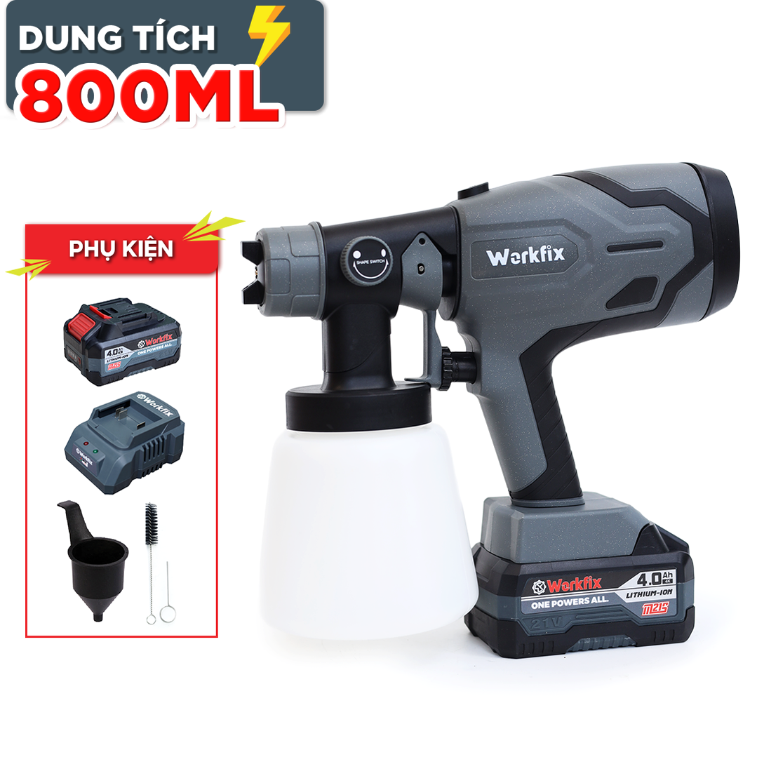 Máy phun sơn điện Workfix SG800ML (800ml) - Đầu béc phun 2.5mm