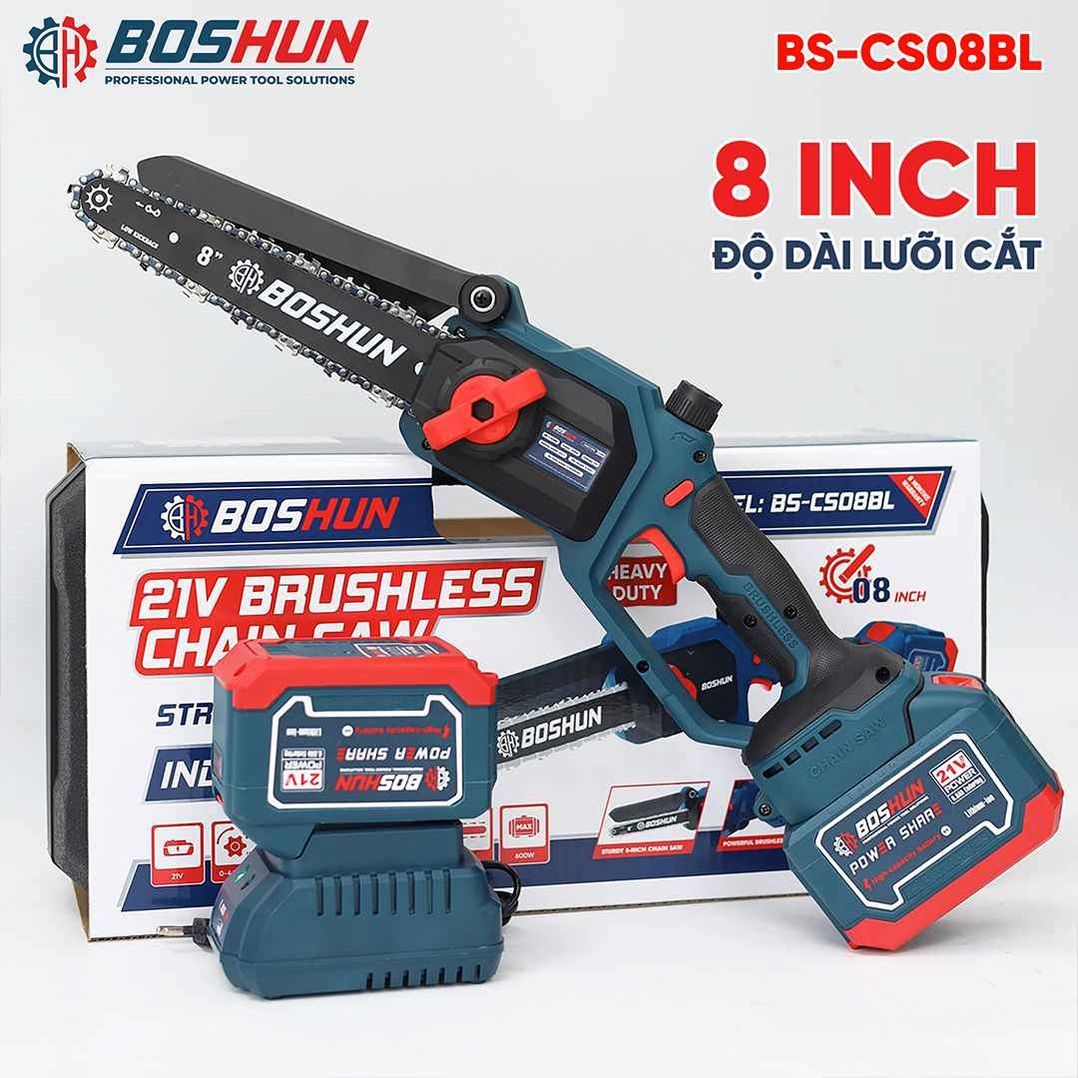 Máy cưa xích pin Boshun CS08BL (Lam xích 8 inch) - Động cơ không chổi than