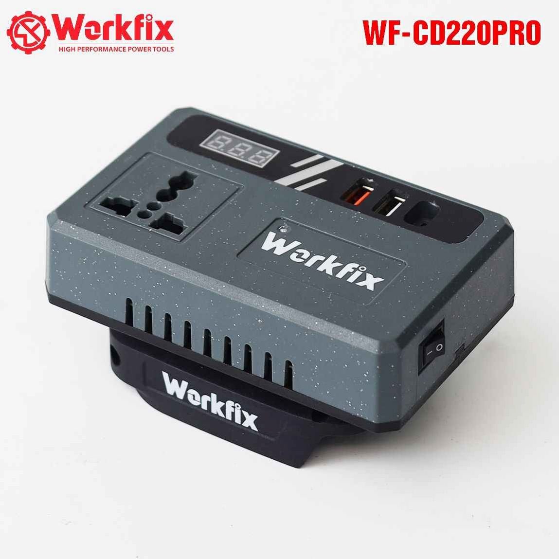 Bộ chuyển đổi nguồn biến tần thông minh Workfix WF-CD220PRO - 12V/21V/24V sang 220V (Sóng Sine mô phỏng)