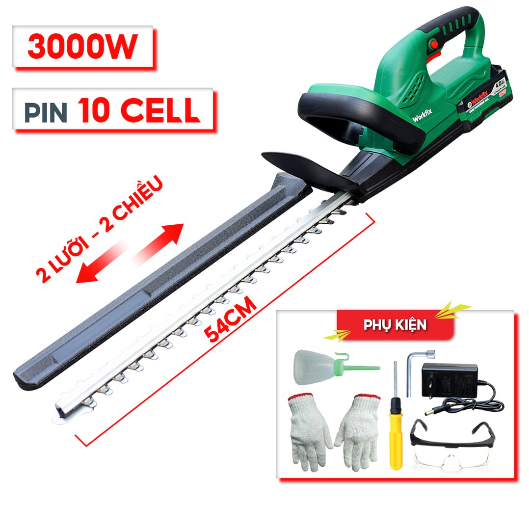 Máy cắt tỉa hàng rào dùng pin Workfix WF-HT20 - Không chổi than 300W (Chuyên tỉa cây cảnh, bonsai)