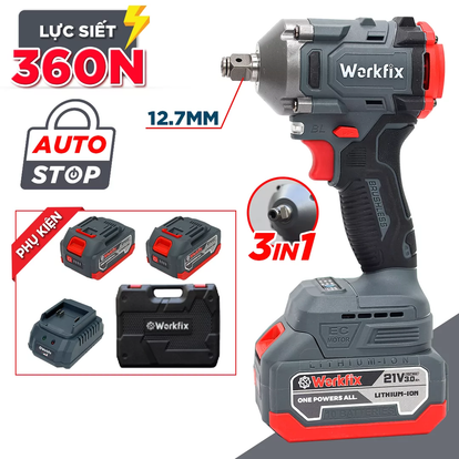 Máy siết bulong pin Workfix WF-IW360N, lực siết 360N.m, đầu 2 trong 1