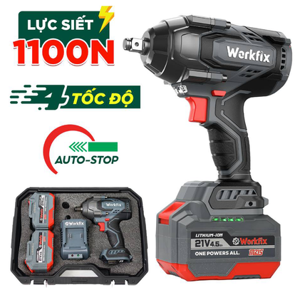 Máy Siết Bulong Workfix WF-IW1100N, lực siết 1100N.m, mở vặn ốc xe tải, ô tô, xe máy